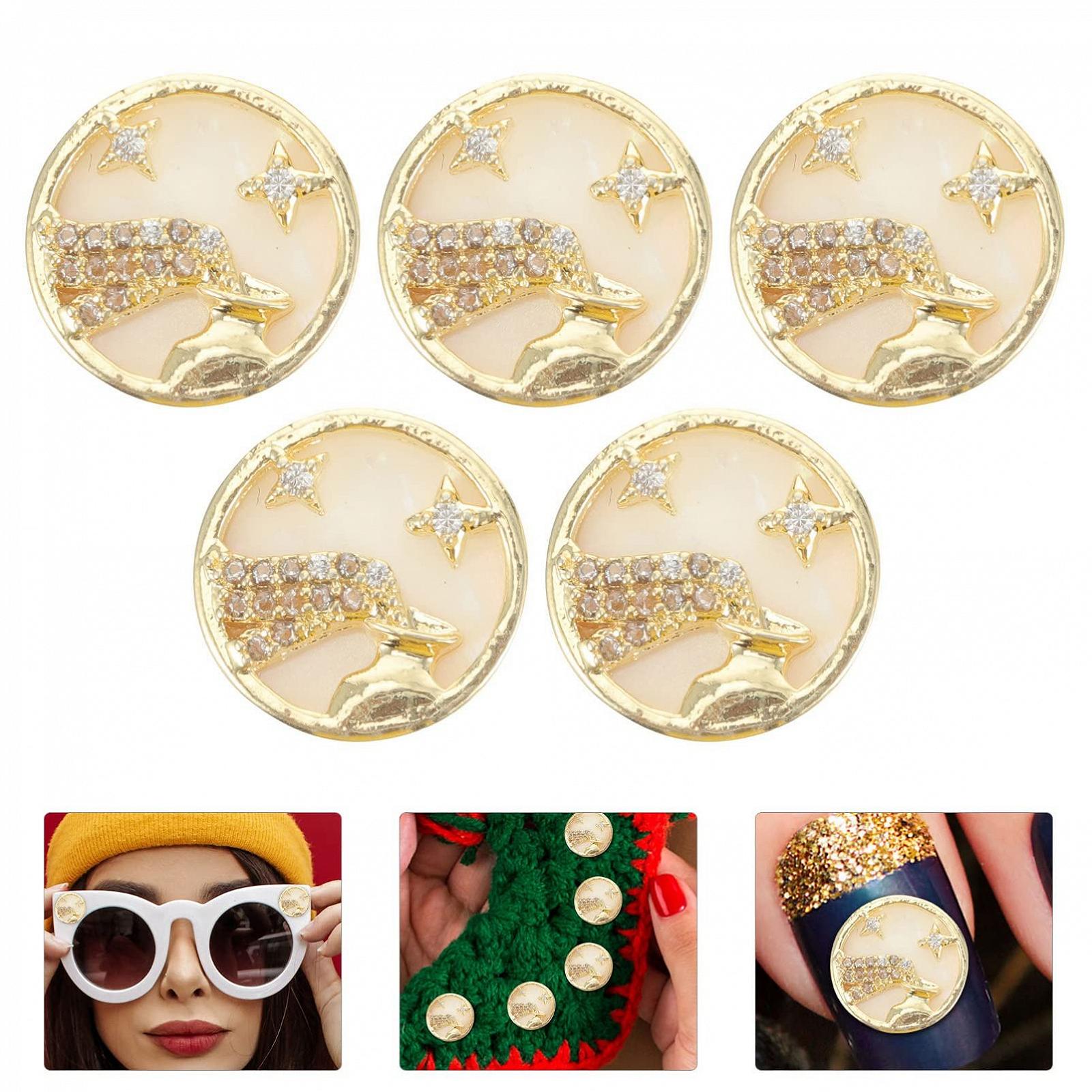 Стразы для ногтей FRCOLOR 5 шт. Цирконий, самоклеящиеся, металлик для маникюра, фото №7