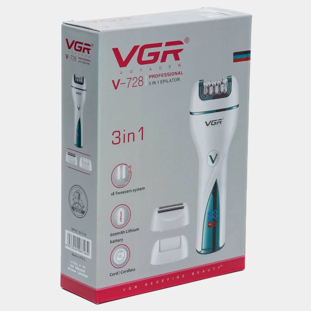 Эпилятор триммер женский VGR V-728 беспроводной бритва депилятор для ног и бикини, фото №9