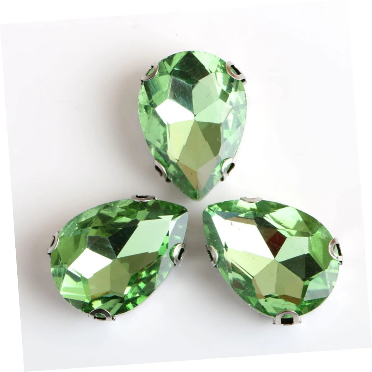 Стразы Капля Tofficu для одежды, зеленые, 50 шт, фото №4