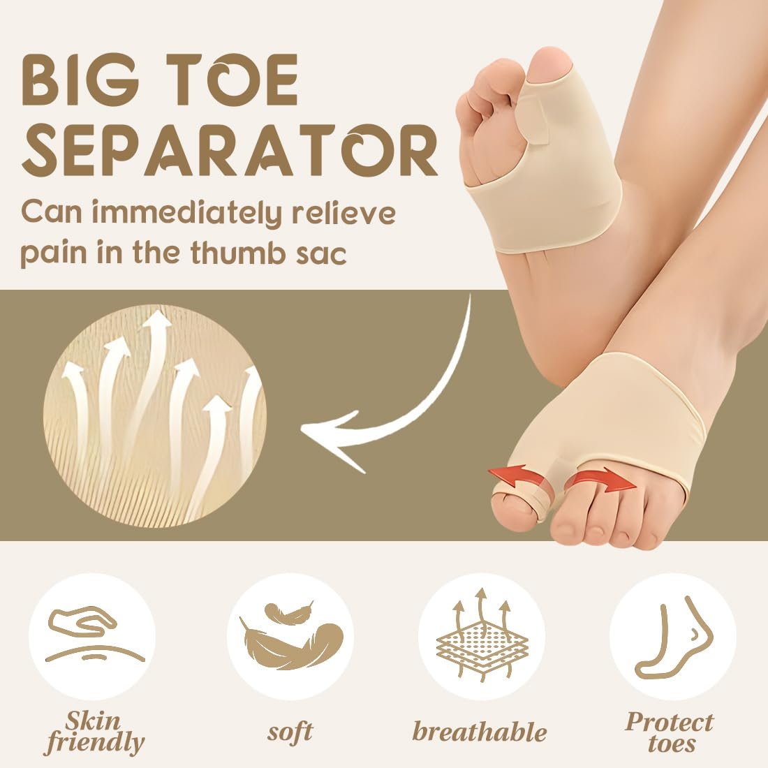 Пов'язка Захисна для великого пальця стопи 2шт з гелевим захистом, фото №3