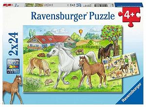 Пазл Ravensburger 07833 On the Horseyard 2 x 24 элемента - Фото 1