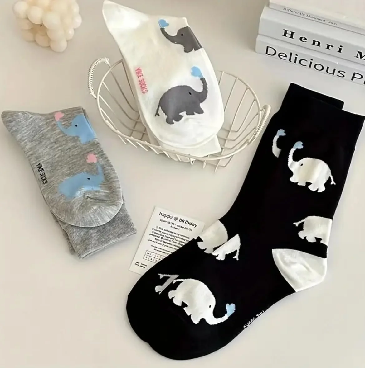 Шкарпетки з принтом слонів, 3 пари Розмір 3-7, фото №4 Шкарпетки з принтом слонів, 3 пари Розмір 3-7, фото №4