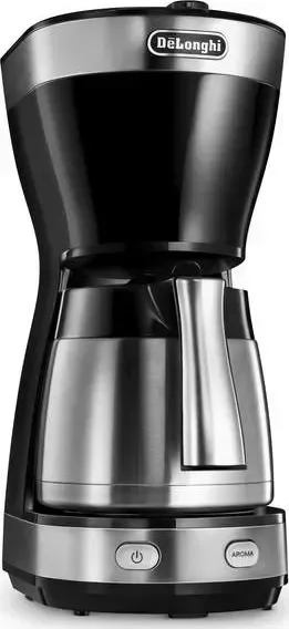 Капельна кавоварка De'Longhi Dedica Style ICM 16710 / 1000 Вт / Термокувшин 1.25 л / Таймер 24 год / Функція Aroma / Чорна-Сіра, фото №2 Капельна кавоварка De'Longhi Dedica Style ICM 16710 / 1000 Вт / Термокувшин 1.25 л / Таймер 24 год / Функція Aroma / Чорна-Сіра, фото №2