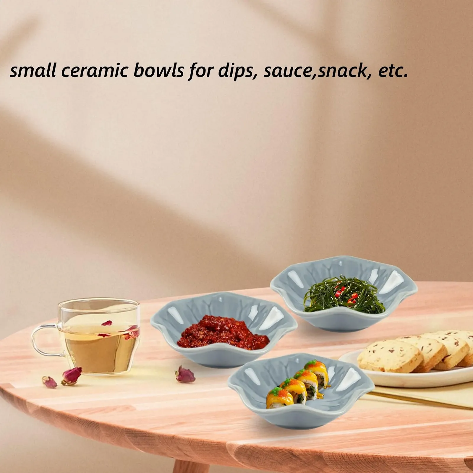 Миска Dmnnlp Керамическая маленькая для соуса Форма цветка 4 шт, фото №7