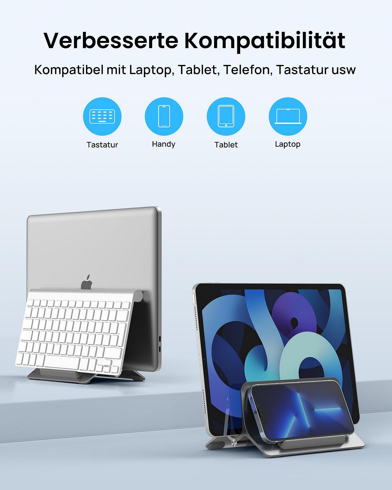 Подставка вертикальная SODI Алюминиевый сплав Автоматическая Cерый для MacBook Air, MacBook Pro, iPad, iPhone, Notebook, фото №2