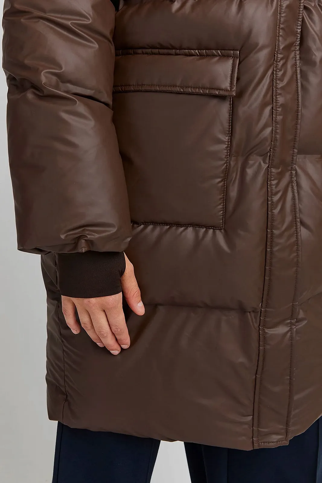 Жіноче зимове пальто ICHI IHFAUNUS EXPL JA стьобане, утеплене, з коміром-стійкою та капюшоном, фото №3