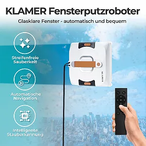 Робот для миття вікон KLAMER, компактний робот для вікон з автоматичним визначенням країв, подвійною системою розпилення, інтелектуальним плануванням маршруту та захистом від падіння synthetic.ua - Фото 1