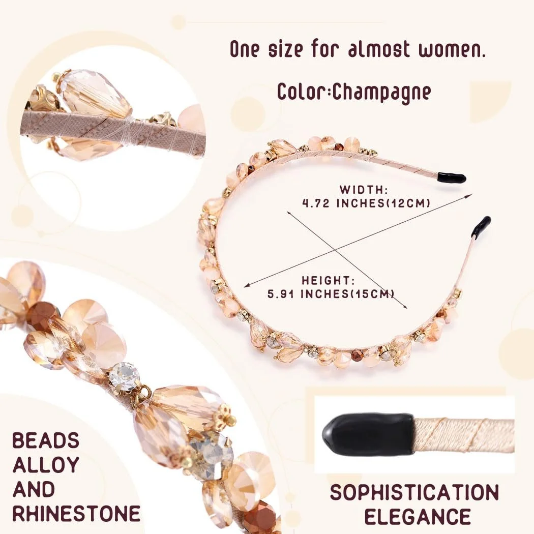 Вінтажний обруч для волосся IYOU зі стразами, фото №4