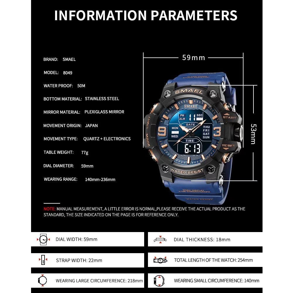 Годинник SMAEL Militäruhren Wasserdicht Digital Analog, фото №6