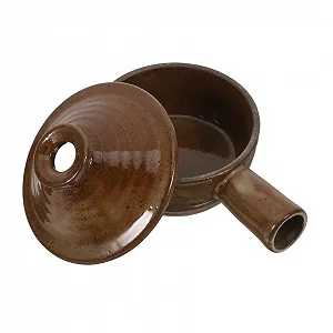 Кастрюля-сотейник Керамическая Из каменной массы с крышкой и одной ручкой термостойкая - Фото 1