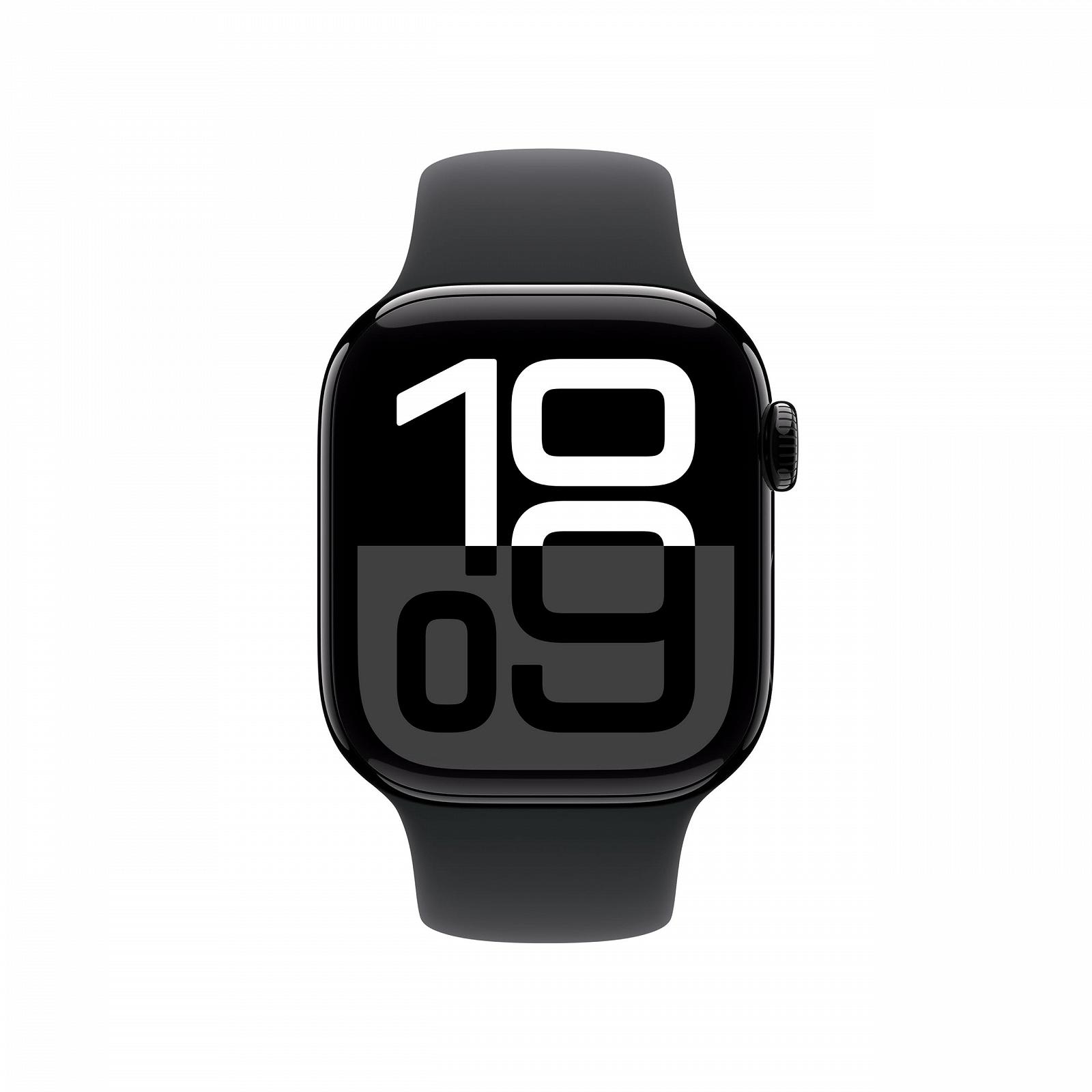 Смартгодинник Apple Series 10 (GPS 42 мм) з чорним алюмінієвим корпусом Diamond і чорним спортивним ремінцем (S/M). Фітнес-трекер, додаток ЕКГ, дисплей Always-On Retina, водозахист, фото №2