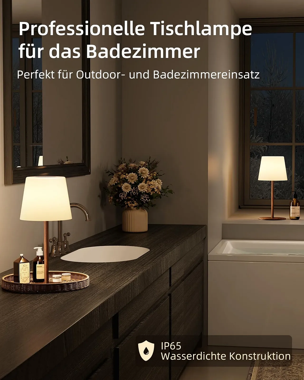 Настільні лампи EZVALO комплект 2 шт. світлодіодні бездротові IP65 USB-C Колір дерева, фото №3