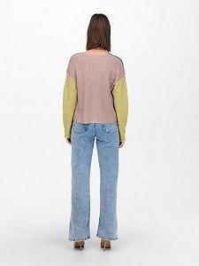 Пуловер ONLNICCI L/S BLOCK PULLOVER EX KNT 15257294-Creme De Menthe-Detail:PASTEL YELLOW/ROSE ONLY L synthetic.ua - Фото 1