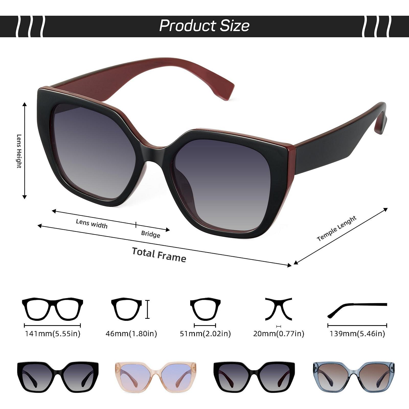 Сонцезахисні окуляри Великі Модні Поляризовані для Жінок Оверсайз Квадратні Ретро Відтінок UV400 Захист, фото №7