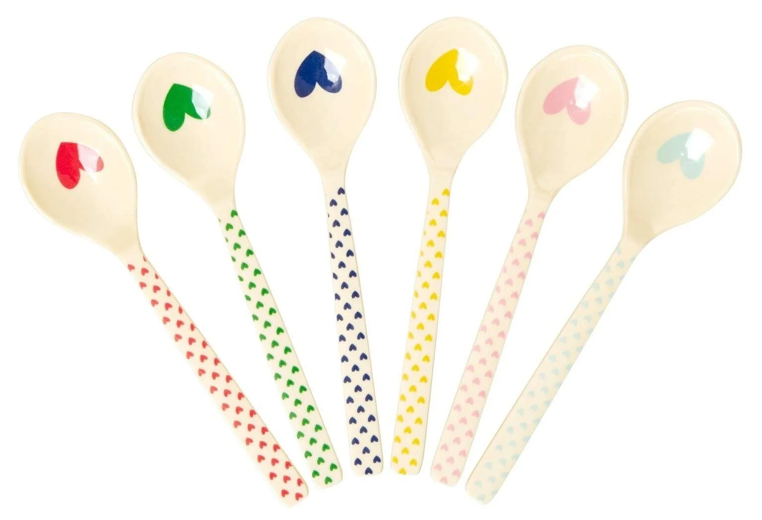 Ложки для рису та чаю Rice Hearts Print з сердечками набір 6 шт меламін, фото №1