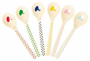 Ложки для риса и чая Rice Hearts Print с сердечками набор 6 шт меламин - Фото 1