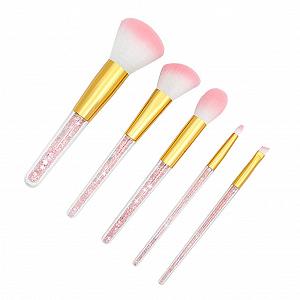 Набор кистей MAGICLULU для пудры, алмазной основы, набор кистей для макияжа Bling-Makeup, кисть для пудры, кисть для основы, кристалл для макияжа глаз Miss Pink Face, 5 шт. - Фото 1
