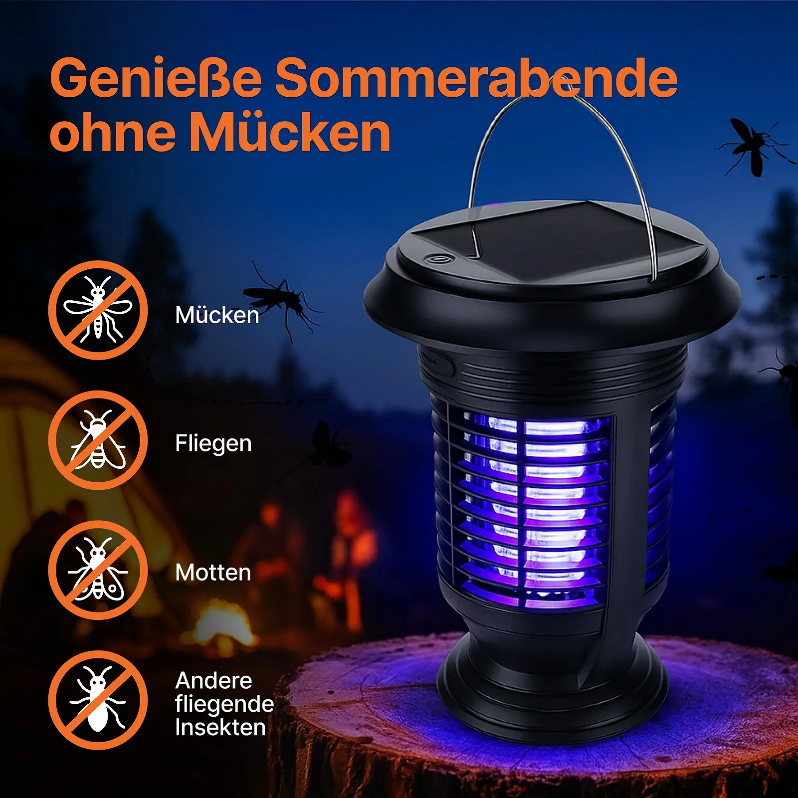 Електричний знищувач комах Rapizz Solar & Plug IPX4 1500 V Black, фото №3