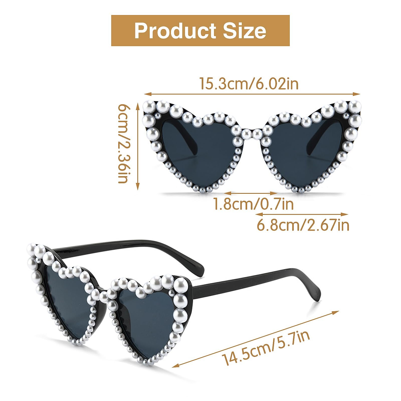 Сонцезахисні окуляри Серце NCOALE, 2 шт, фото №2