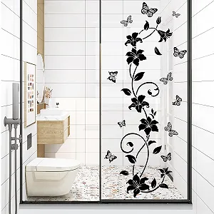 Настінна наклейка SHUCHING Чорні квіти Лоза Метелики Чорна - Фото 1