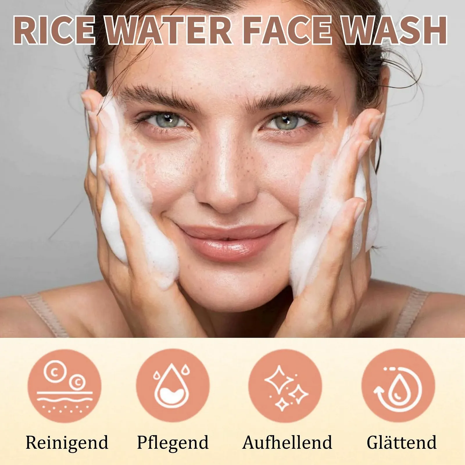 Средство для умывания Рисовая Вода Средство для умывания лица с рисом Очищающая пенка для лица Натуральная пенка для умывания Увлажняющее средство для умывания лица Средство для глубокой очистки пор лица, фото №2