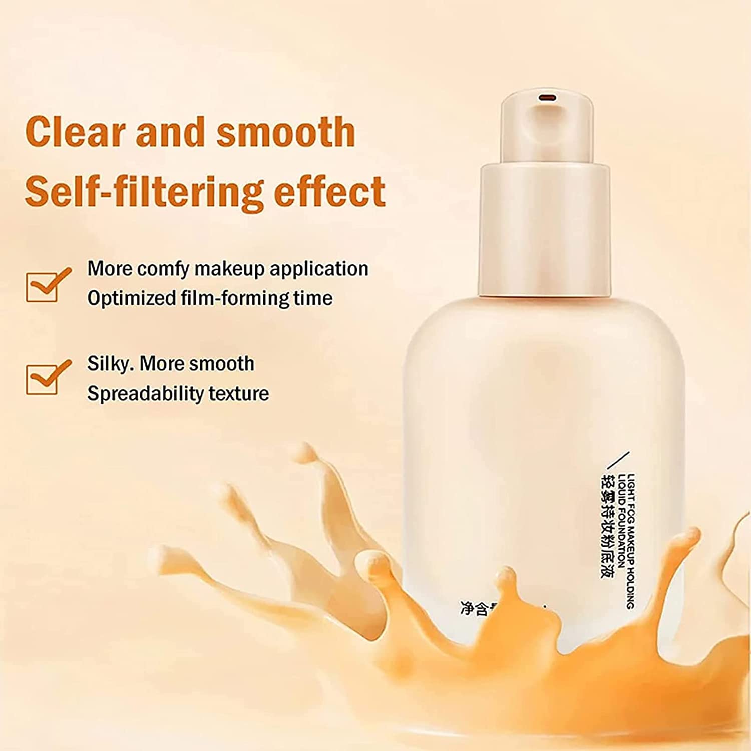 Тональний крем ADMD Light Fog Makeup Holding Liquid Foundation Зволожуючий водостійкий легкий тривалий повний консилер Натуральний, фото №2