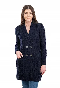 Купить Пальто SAOL Женское Двубортное с воротником Aran 100% мериносовая шерсть - Фото 1 Пальто SAOL Женское Двубортное с воротником Aran 100% мериносовая шерсть - Фото 1