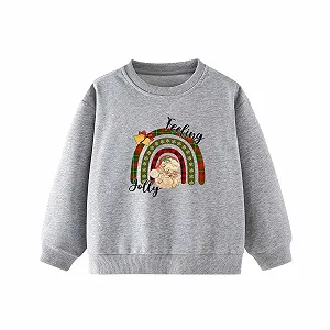 Пуловер для девочки с принтом, с длинными рукавами, круглым вырезом горловины, мягкий флисовый топ для праздничных событий, вечеринок и повседневной зимней одежды, размер 140 - Фото 1