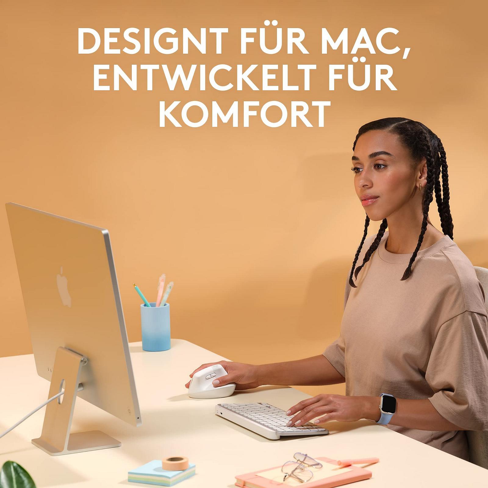 Мышь Беспроводная Logitech Lift for Mac Вертикальная Эргономичная Bluetooth Тихие Щелчки Тихий Smartwheel 4 Настраиваемые Кнопки Белая, фото №3
