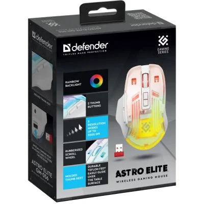 Мышка Defender Astro Elite GM-056 LED Wireless White (52056), фото №6 Мышка Defender Astro Elite GM-056 LED Wireless White (52056), фото №6