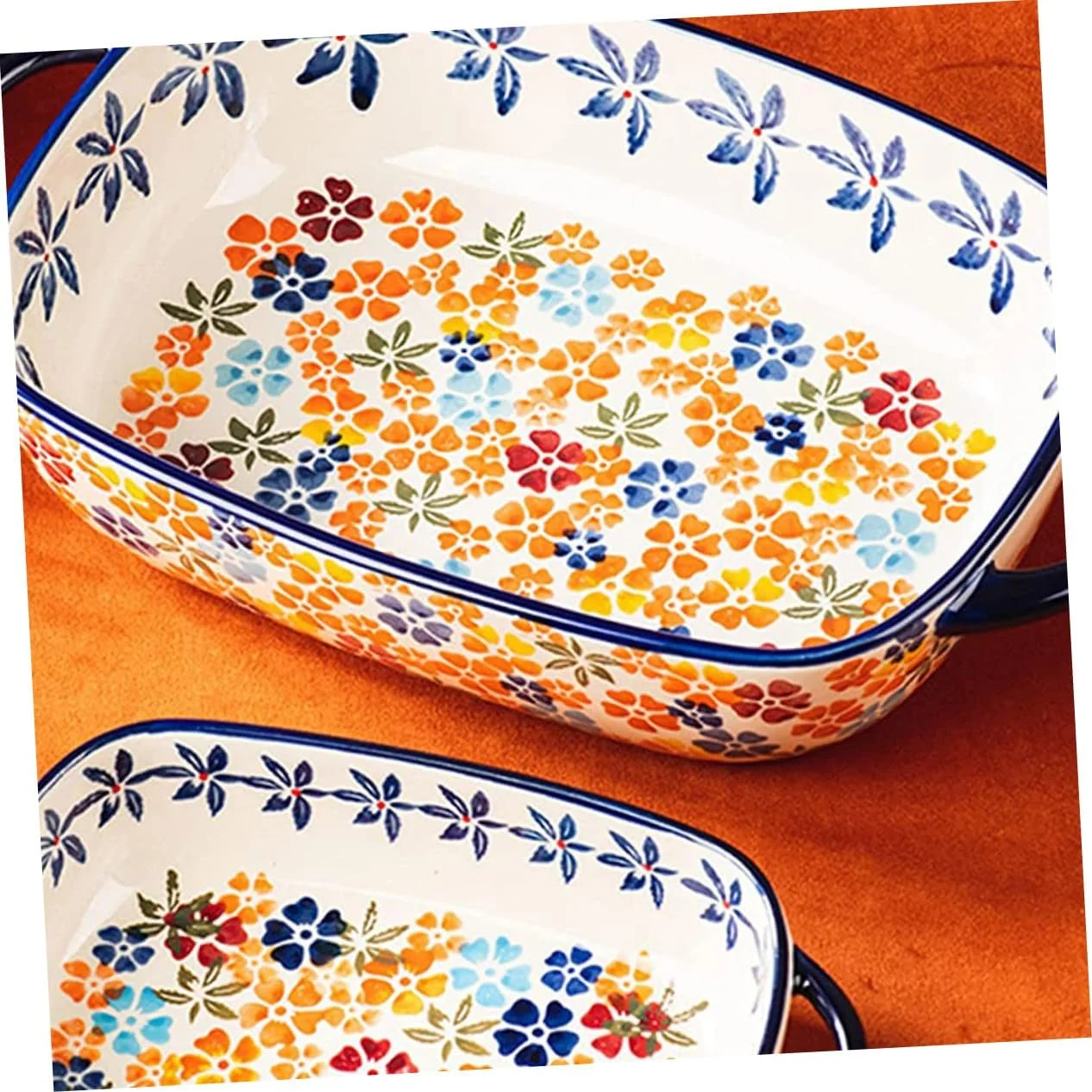 Форма для запікання керамічна прямокутна з двома ручками для духовки та СВЧ-печі Біла, фото №9