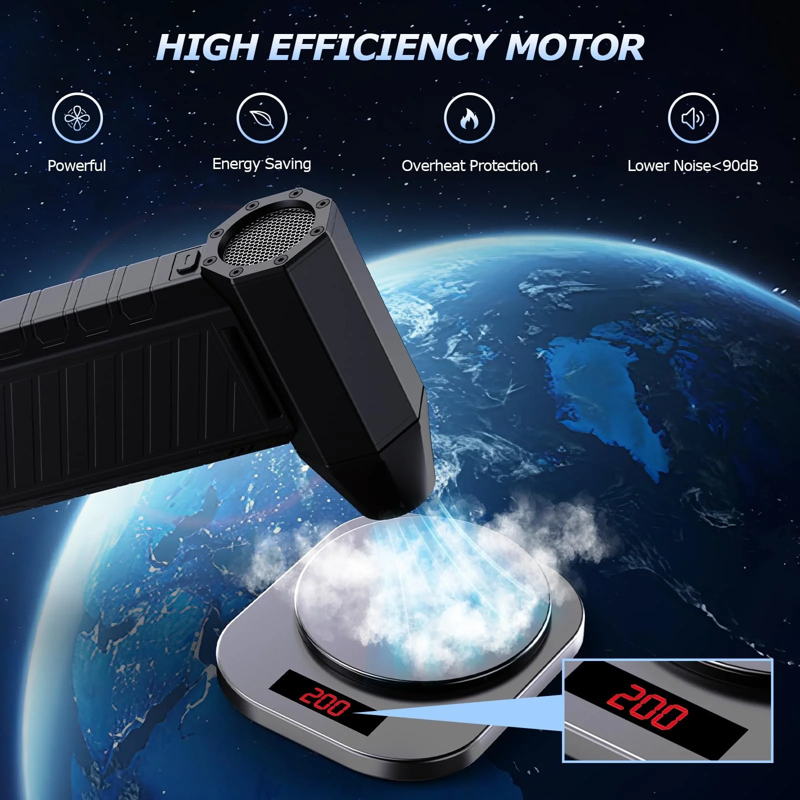 Електрична повітродувка CCmall 180 000 RPM 10 000 mAh 3 швидкості LED-підсвічування Turbo Jet Fan, фото №2 Електрична повітродувка CCmall 180 000 RPM 10 000 mAh 3 швидкості LED-підсвічування Turbo Jet Fan, фото №2