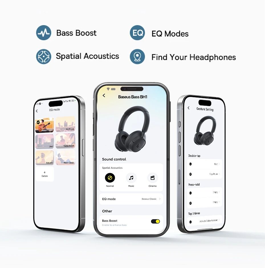 Наушники Baseus Bass BH1 SuperBass 2.0 ENC BT6.0 80h Black, фото №14 Наушники Baseus Bass BH1 SuperBass 2.0 ENC BT6.0 80h Black, фото №14