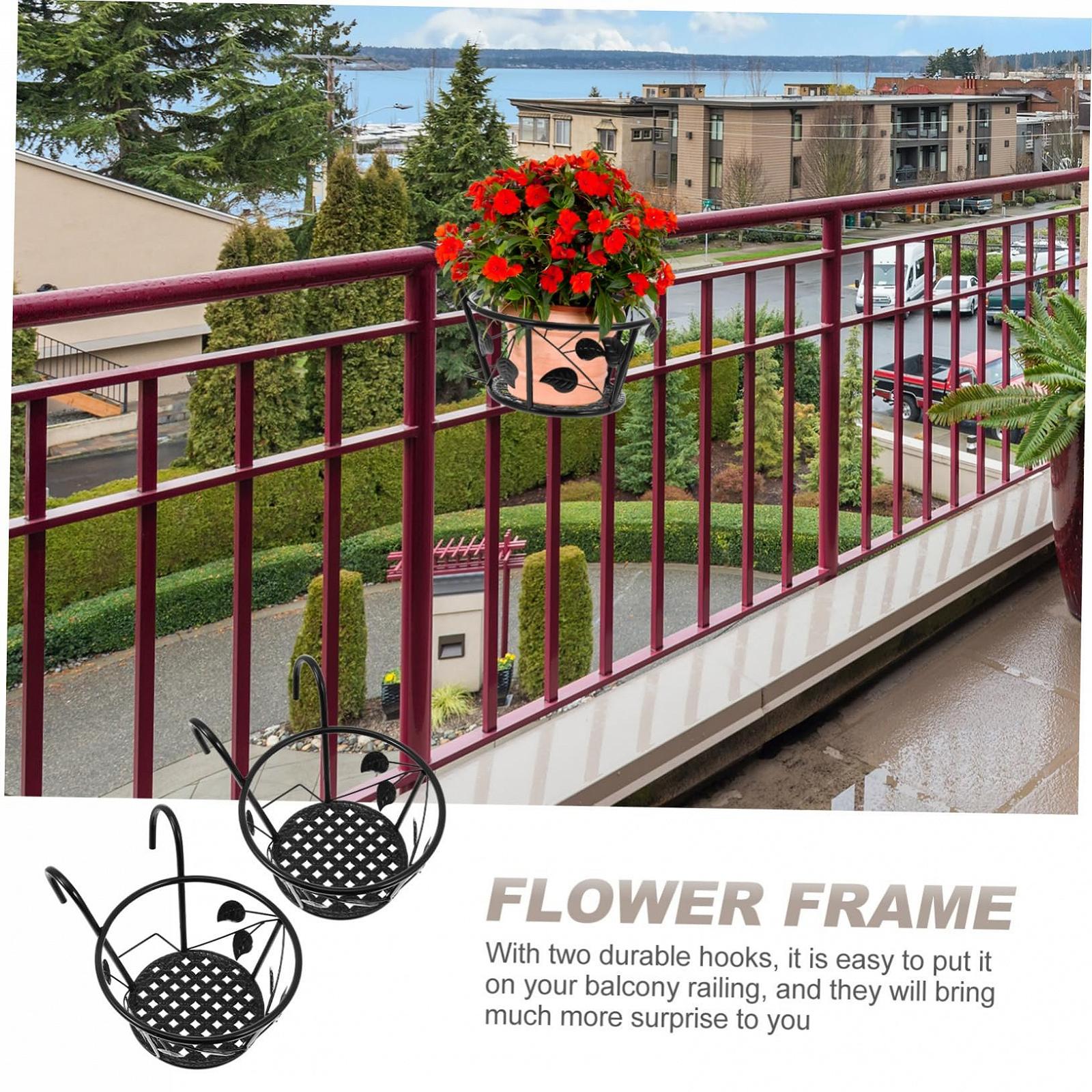 Підставки для рослин HEMOTON 2 шт залізні для балконних перил, фото №9