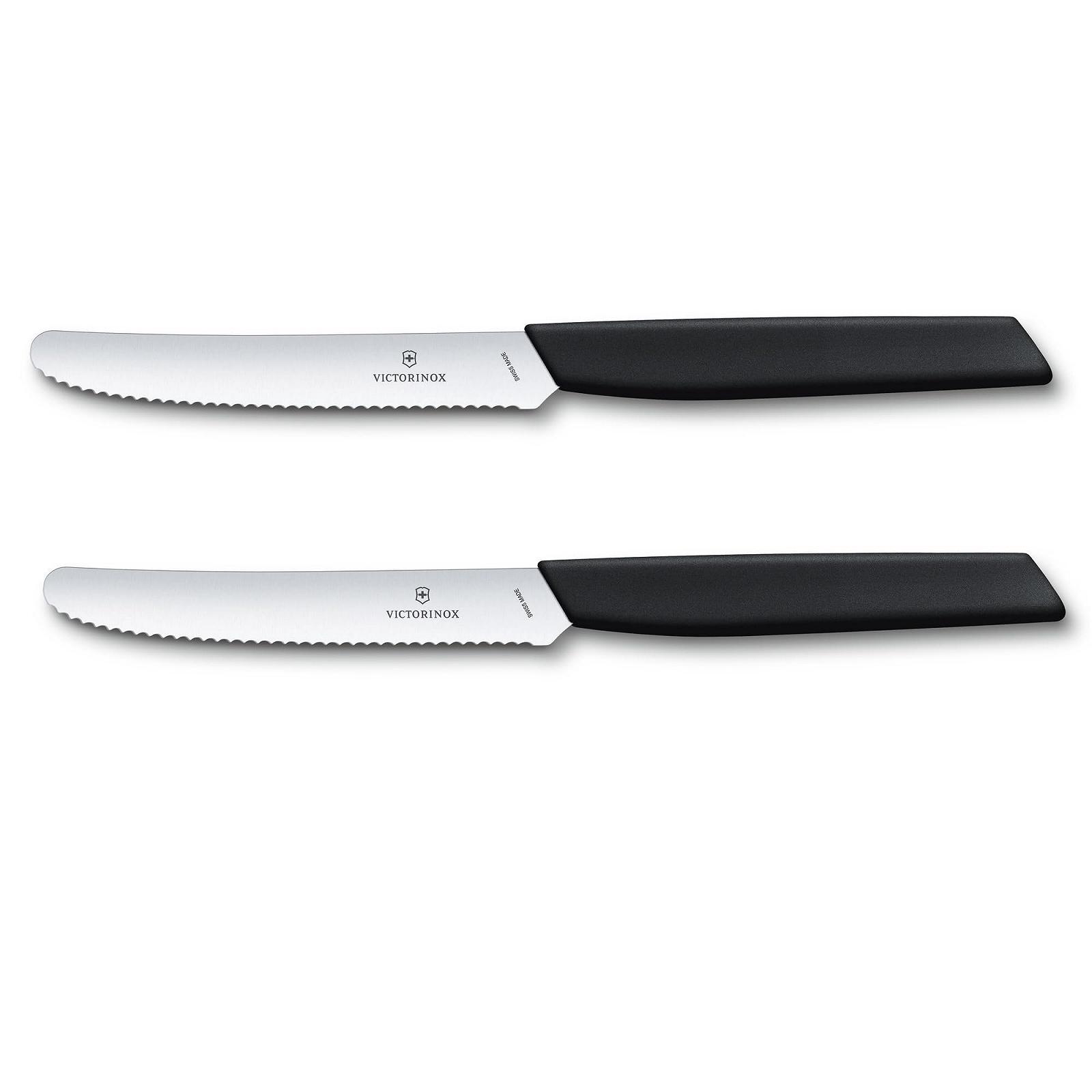Набор ножей Victorinox Swiss Modern Professional для овощей, 2 шт., нож для хлеба, экстра-острое лезвие, серрейторная кромка, 11 см, нержавеющая сталь, черный, фото №1