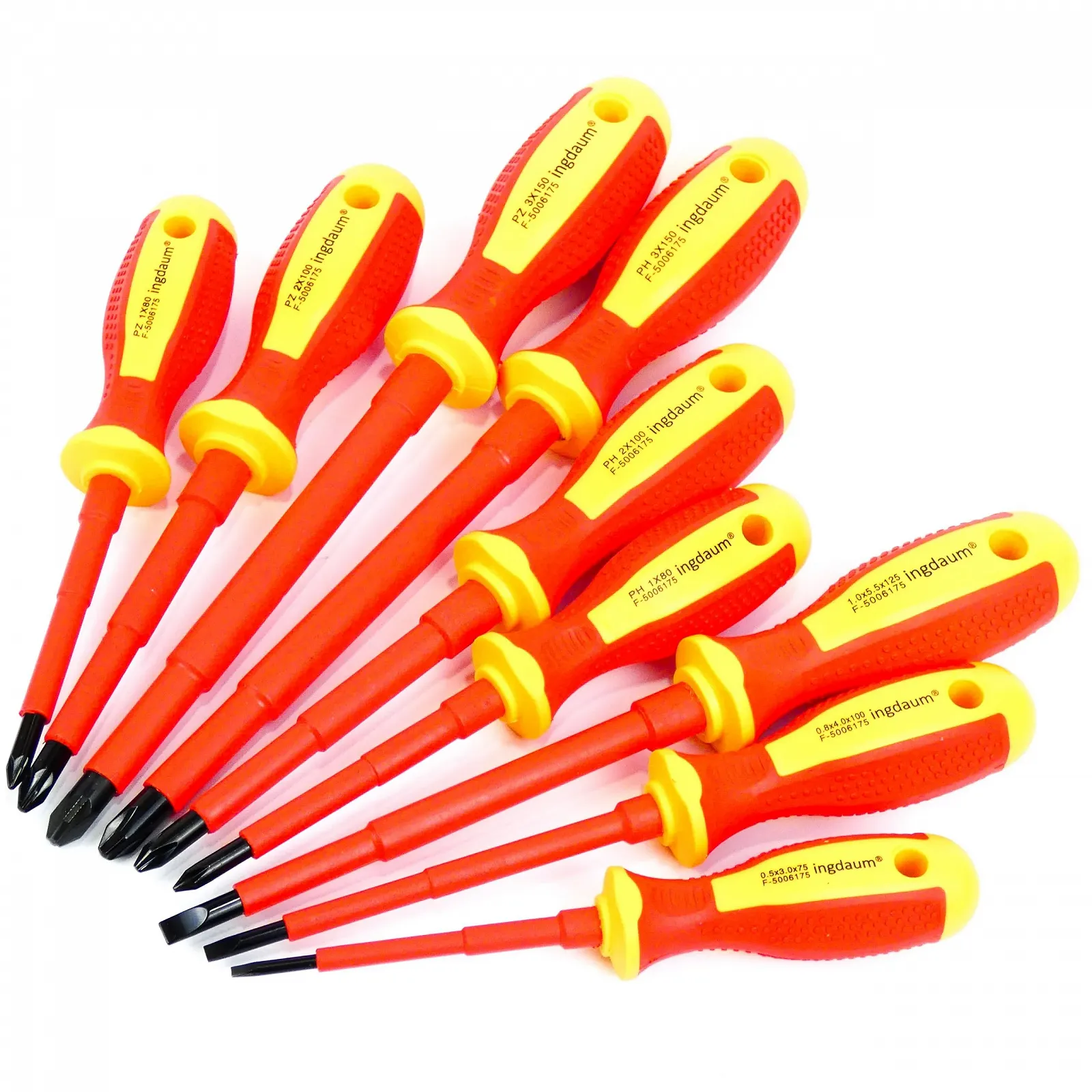 Набір викруток ingdaum VDE 9 шт. ізольовані 1000V Slotted PH PZ, фото №6