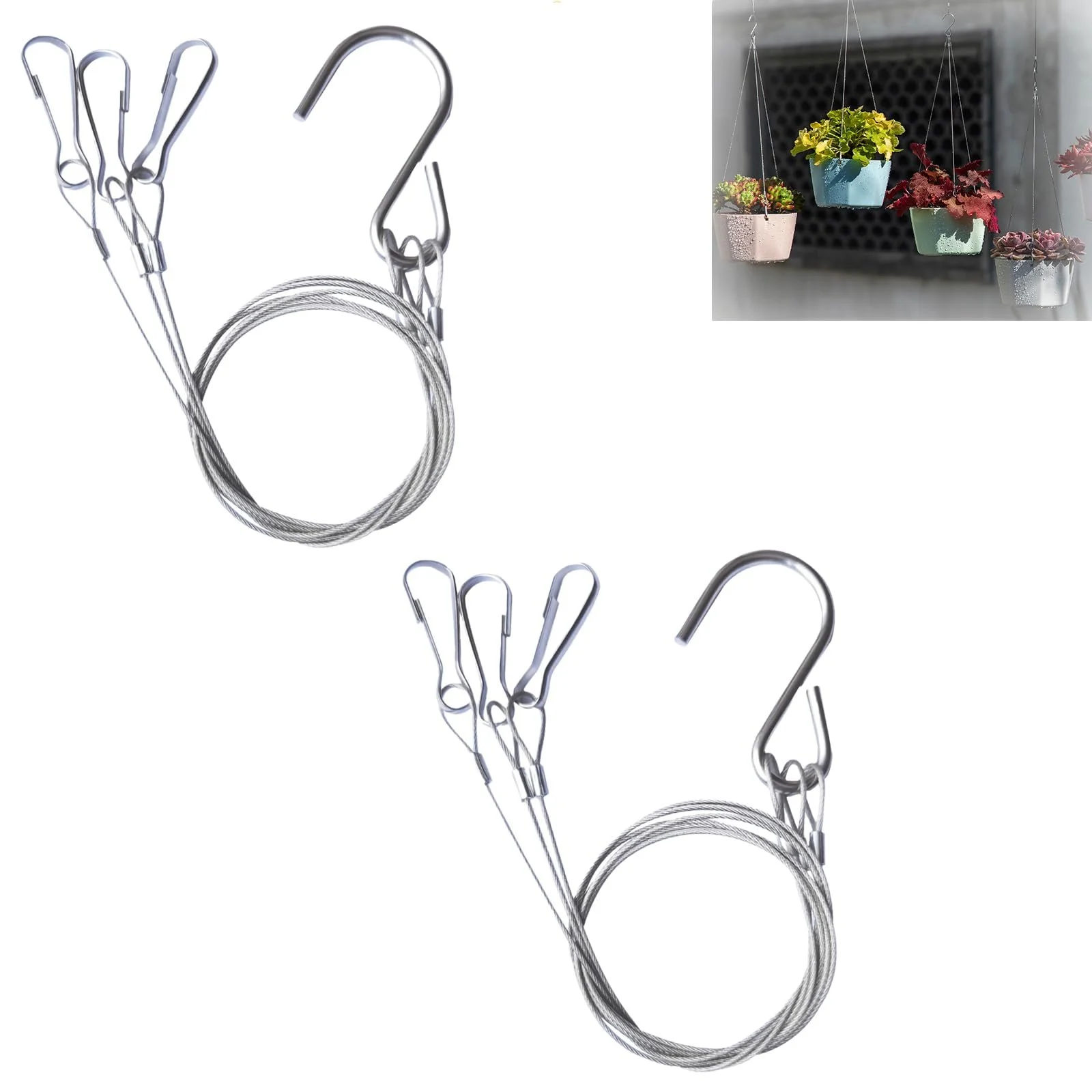 Ланцюги для підвісних вазонів 2 Sets 6-Strand 52 см Нержавіюча сталь зі S-подібними гачками, фото №1 Ланцюги для підвісних вазонів 2 Sets 6-Strand 52 см Нержавіюча сталь зі S-подібними гачками, фото №1