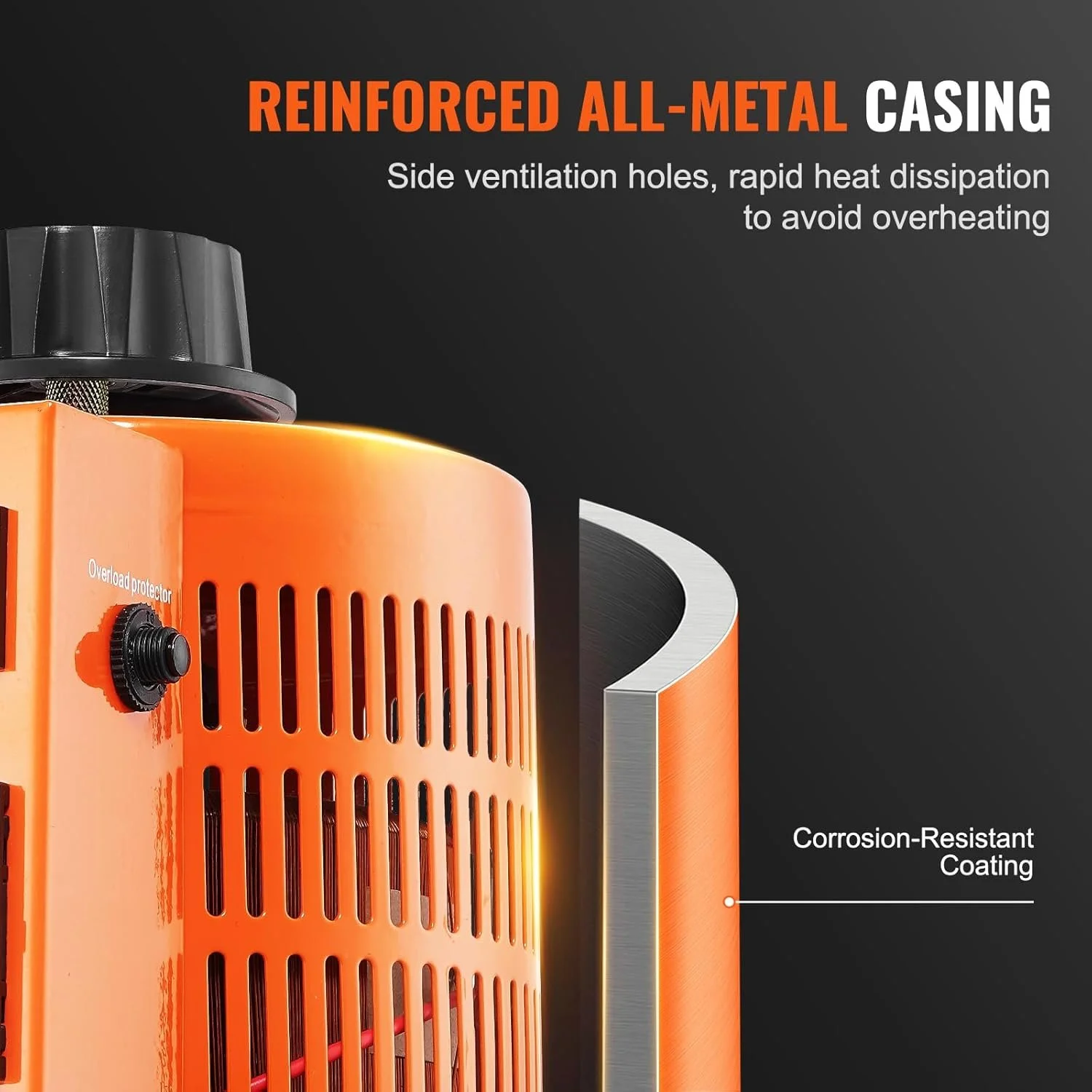 Трансформатор переменного напряжения VEVOR TDGC2-2000VA / 0-300 В / 2000 ВА / 6.6 А / Оранжевый, фото №6 Трансформатор переменного напряжения VEVOR TDGC2-2000VA / 0-300 В / 2000 ВА / 6.6 А / Оранжевый, фото №6