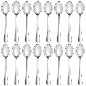 Ложка столовая нержавеющая сталь 203 см (8 дюймов) набор 16 штук для супа, кофе, обеденная, кухонный набор столовых приборов для дома, кухни, ресторана, можно мыть в посудомоечной машине - Фото 1