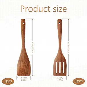Набор лопаток Wooden Spatula Set 2 шт. термостойкие из оливкового дерева synthetic.ua - Фото 1