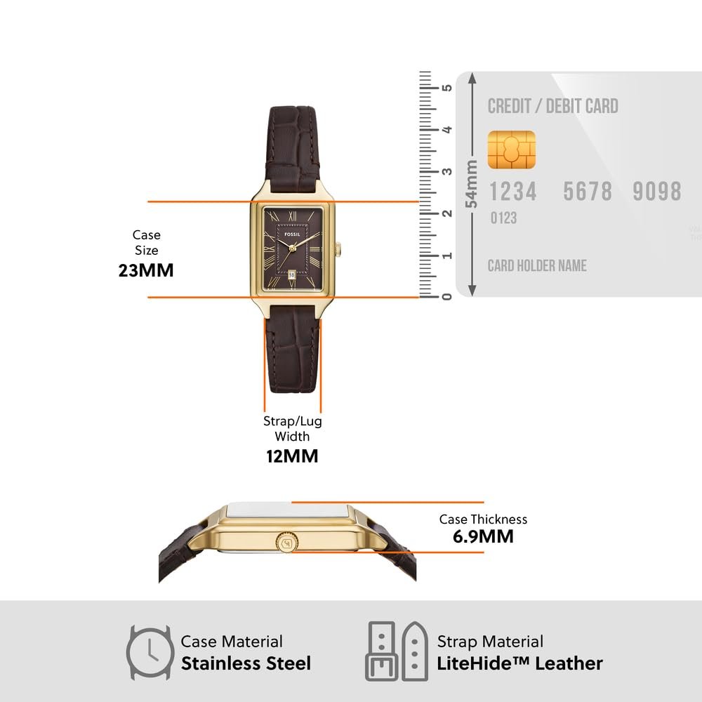 Женские аналоговые кварцевые часы Fossil ES5367 с кожаным ремешком, карамельно-коричневый, браслет, фото №7