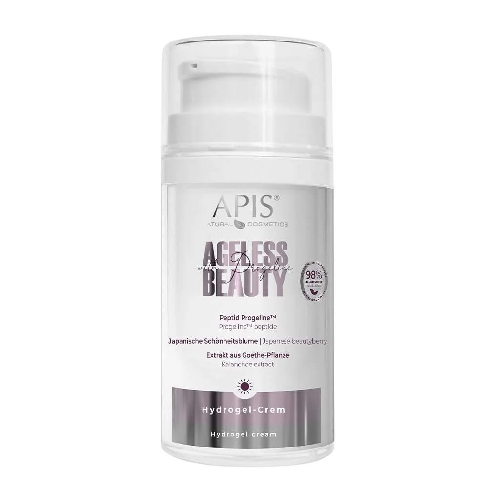 Денний гідрогель-крем Apis AGELESS BEAUTY з Progeline зволожувальний та регенерувальний з гіалуроновою кислотою та трояндовою водою 50 мл, фото №1 Денний гідрогель-крем Apis AGELESS BEAUTY з Progeline зволожувальний та регенерувальний з гіалуроновою кислотою та трояндовою водою 50 мл, фото №1