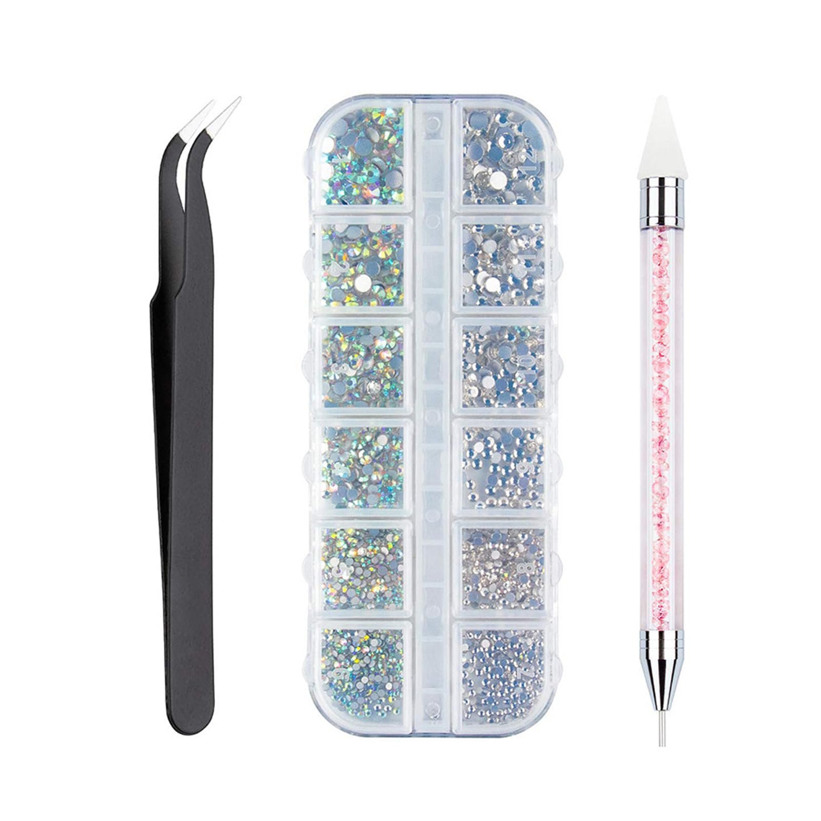 Стразы Набор 1500 шт. 6 Размеров AB Цвет Кристалл, фото №1