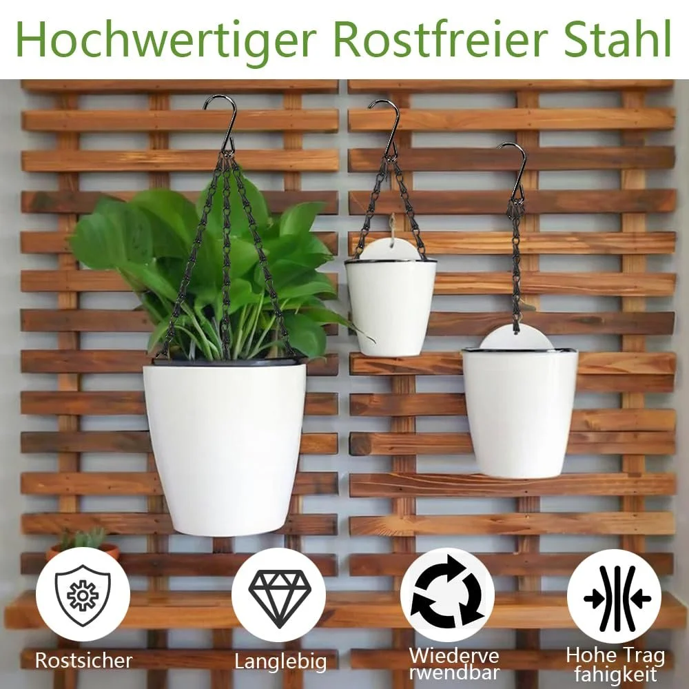 Ланцюг для підвісних кошиків 10 штук 11.4 дюйма метал з S-подібними гачками Black, фото №5