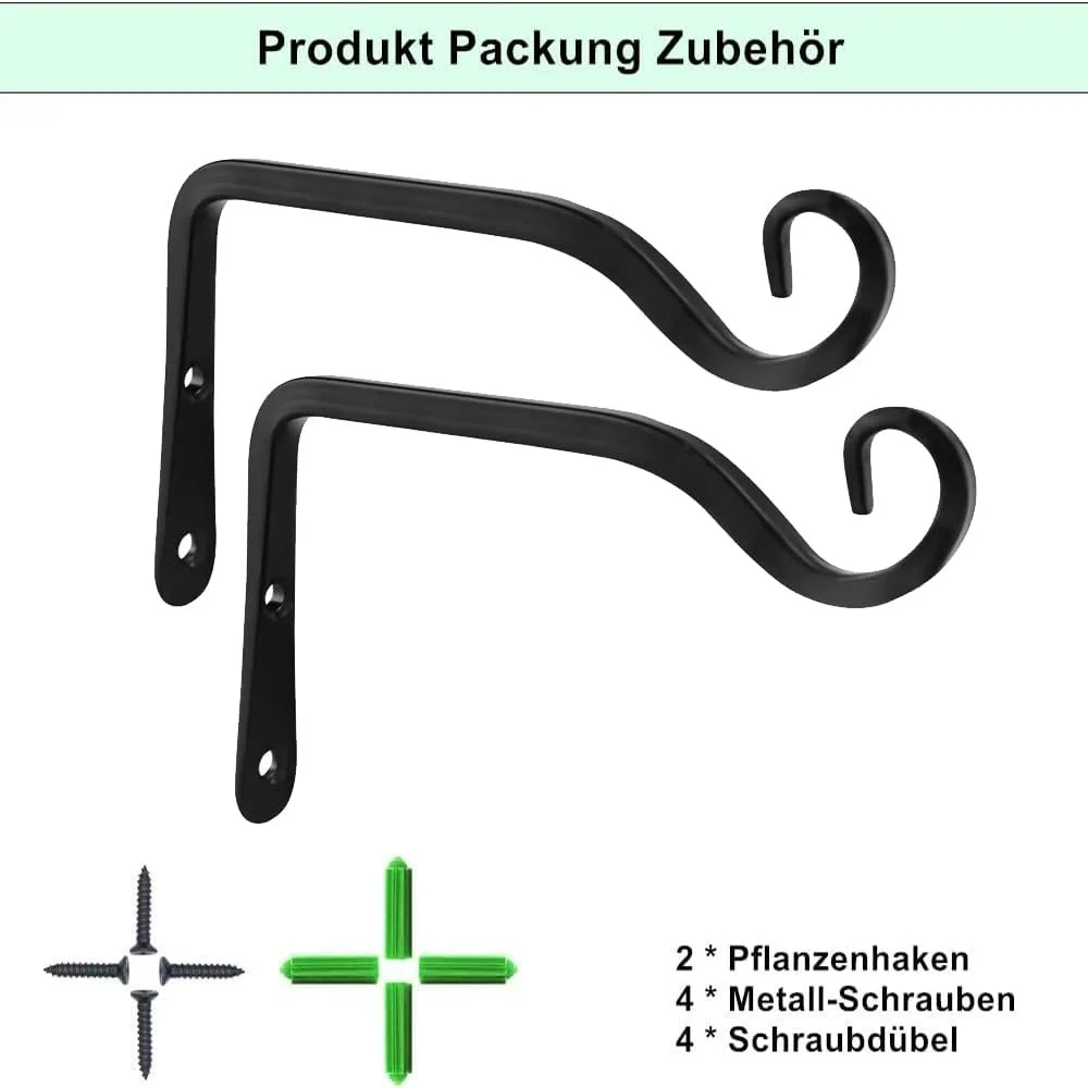 Тримач для рослин настінний 2 штуки 15 см Чорний для кошиків та ліхтарів, фото №5 Тримач для рослин настінний 2 штуки 15 см Чорний для кошиків та ліхтарів, фото №5