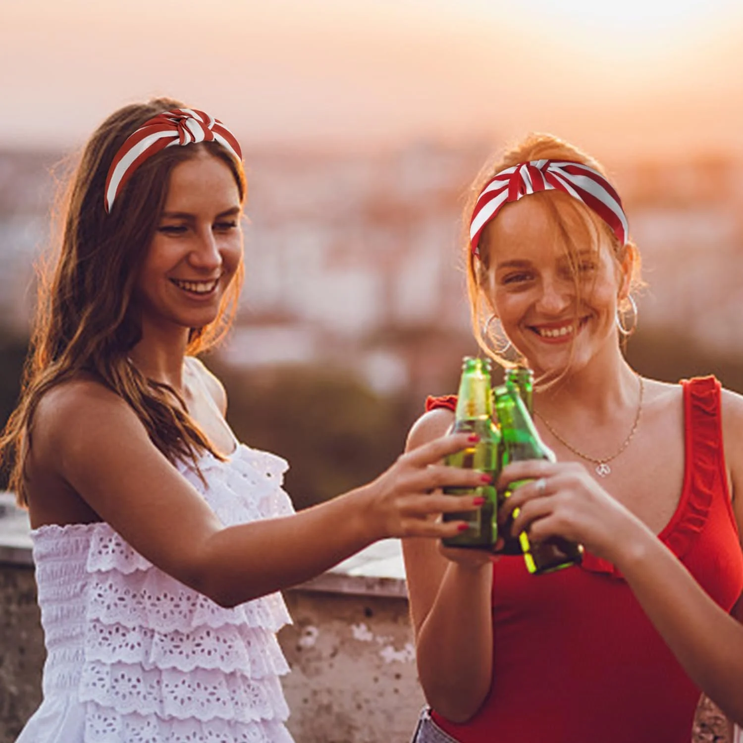 Обруч на голову Смугаста Червоний / Білий, набір з 3 штук, фото №6 Обруч на голову Смугаста Червоний / Білий, набір з 3 штук, фото №6