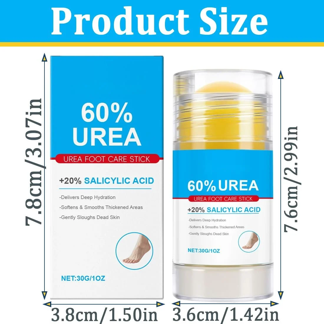 Крем-стик для ног Urea Cream 60% Urea и 2% Salicylic Acid увлажняющий от мозолей 40 г, фото №2