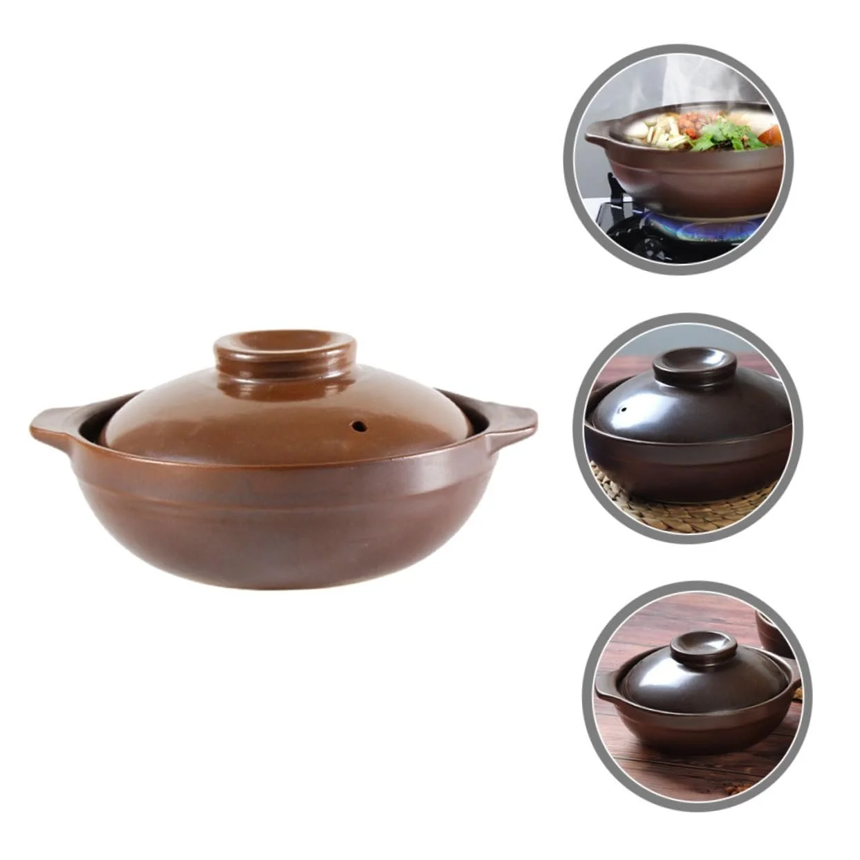 Кастрюля-кассероль керамическая термостойкая с двойными ручками для супов энергосберегающая, фото №7