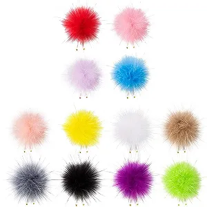 Декор для нігтів пухнасті кульки 12 штук знімні декоративні елементи - Фото 1