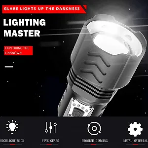 Фонарь Pilipane XHP90 Zoomable Focusing USB Rechargeable Type C Rechargeable Outdoor Professional Lighting для кемпинга, походов, патрулирования synthetic.ua - Фото 1